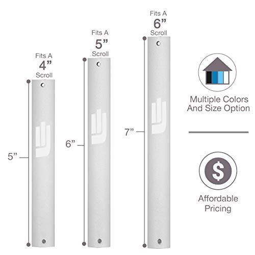 A&S Mezuzot Aluminum Mezuzah Case with Exclusive Modern Shin Design Easy Peel and Stick Judaica Door Mezuza for 5 Inches Parchment Scroll(Silver, 6 Inches) - Image 4