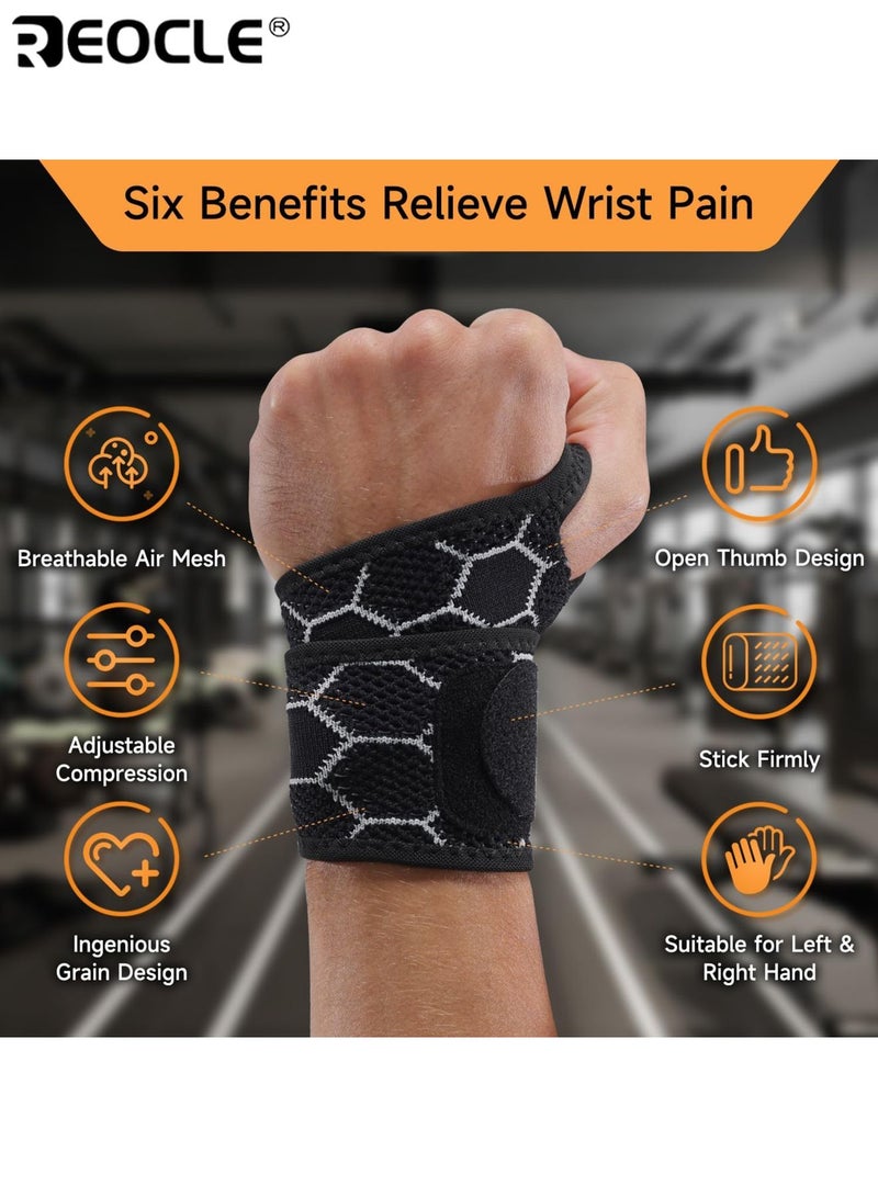 ريوكل 1 زوج للجنسين الرياضة المعصم التفاف ضغط المعصم دعم دعامة اليد للنفق الرسغي الإغاثة حزام قابل للتعديل تنفس مريح دائم النسيج المرن اليدين اليمنى واليسرى مناسبة لرفع الأثقال التدريب على الصالة الرياضية الرياضة تمرين اللياقة البدنية مناسبة للنساء والرجال لممارسة الرياضة للأنشطة المكثفة - Image 2
