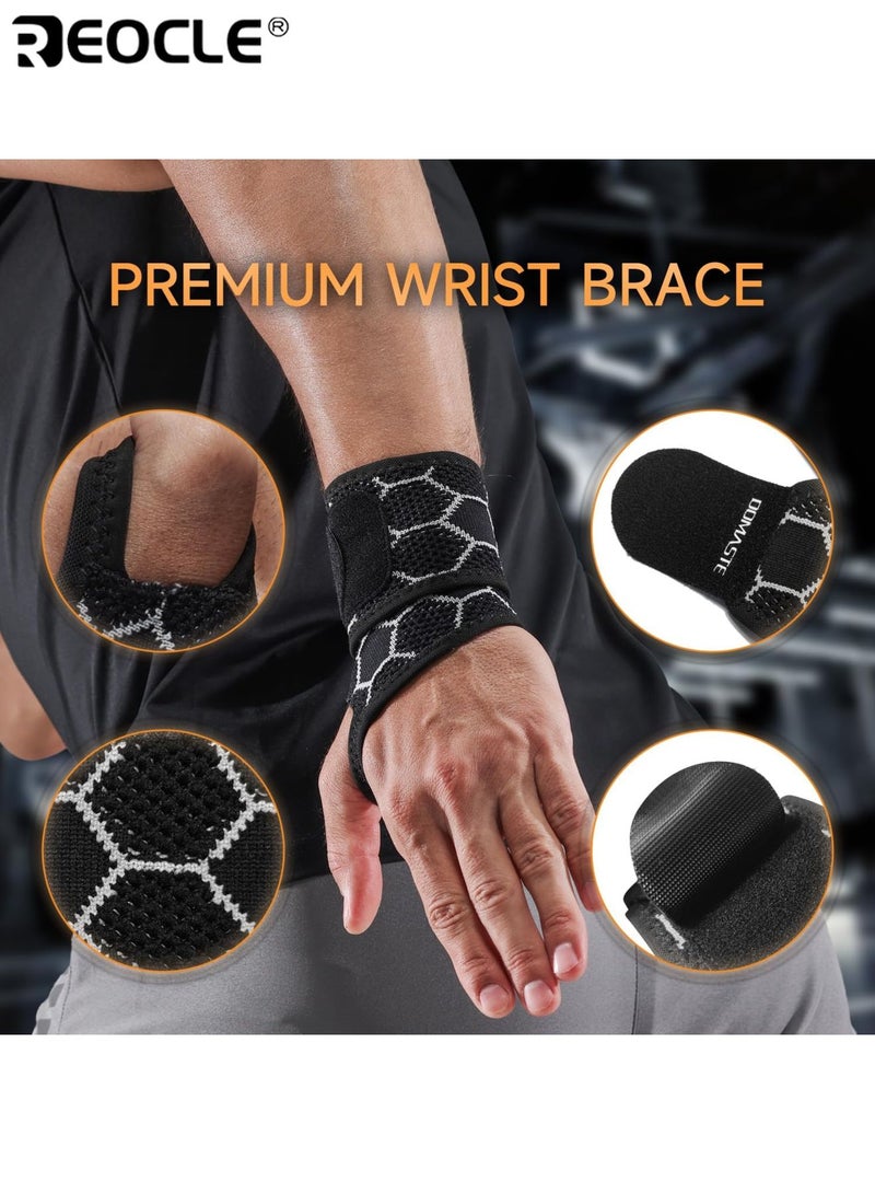 ريوكل 1 زوج للجنسين الرياضة المعصم التفاف ضغط المعصم دعم دعامة اليد للنفق الرسغي الإغاثة حزام قابل للتعديل تنفس مريح دائم النسيج المرن اليدين اليمنى واليسرى مناسبة لرفع الأثقال التدريب على الصالة الرياضية الرياضة تمرين اللياقة البدنية مناسبة للنساء والرجال لممارسة الرياضة للأنشطة المكثفة - Image 4