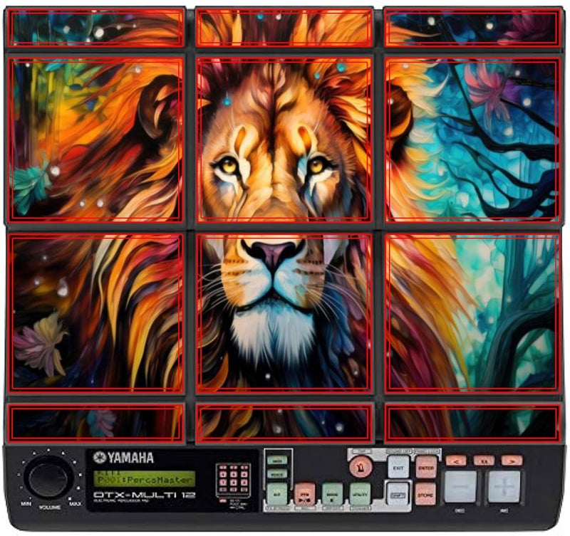 RHYTHM PRO Lion King Self Adhesive PVC Vinyl Stickers (Set of 12 PCS.) Compatible for Y A M A H A DTX-M12 PAD Protect Your Device from Dirt, Minor Scratches & Dullness. (Design 17) - Image 1