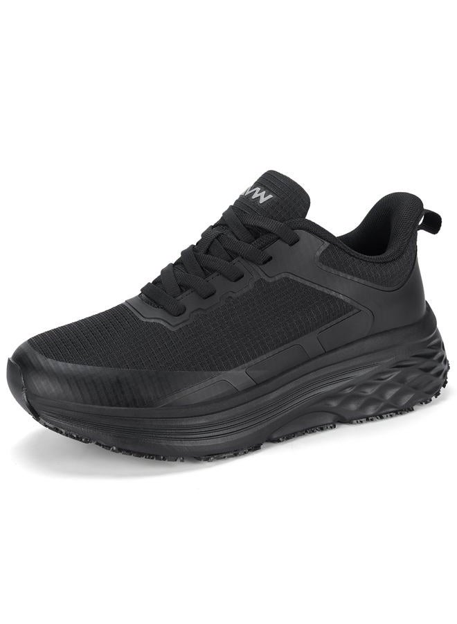 AVW Womens Non Slip Work Shoes Water Resistant Walking Food Service Chef Kitchen Shoes, Black, 9 - Image 1