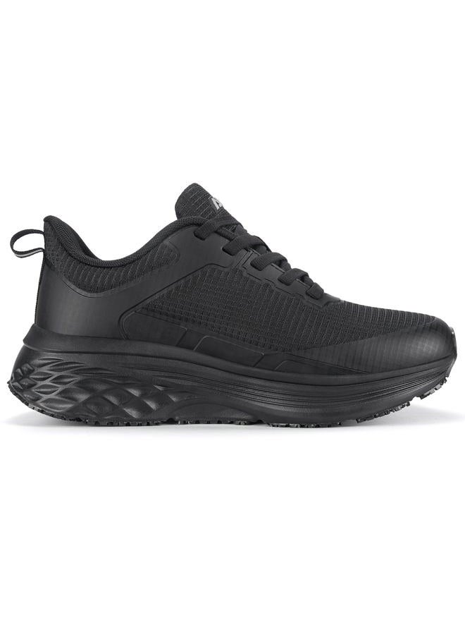 AVW Womens Non Slip Work Shoes Water Resistant Walking Food Service Chef Kitchen Shoes, Black, 9 - Image 3