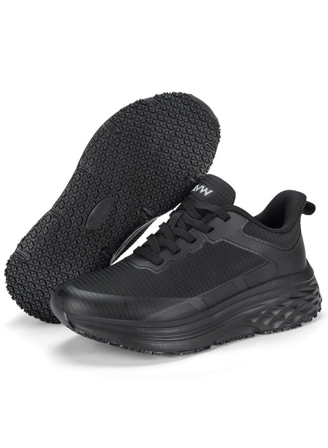 AVW Womens Non Slip Work Shoes Water Resistant Walking Food Service Chef Kitchen Shoes, Black, 9 - Image 5