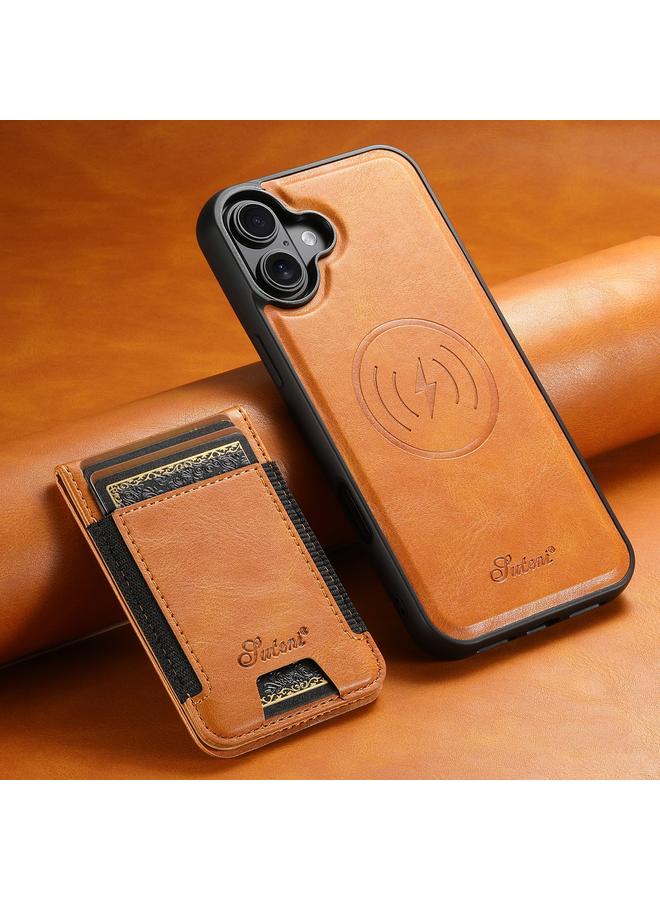Suteni Case For iPhone 16 Plus H17 Oil Eax Leather MagSafe Detachable Wallet Phone Case - Image 2