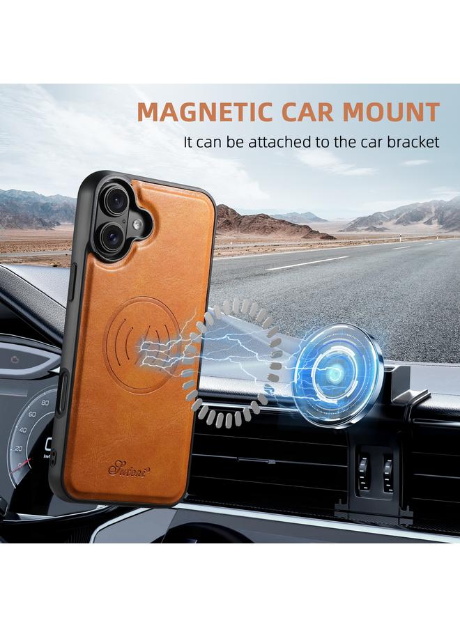 Suteni Case For iPhone 16 Plus H17 Oil Eax Leather MagSafe Detachable Wallet Phone Case - Image 4