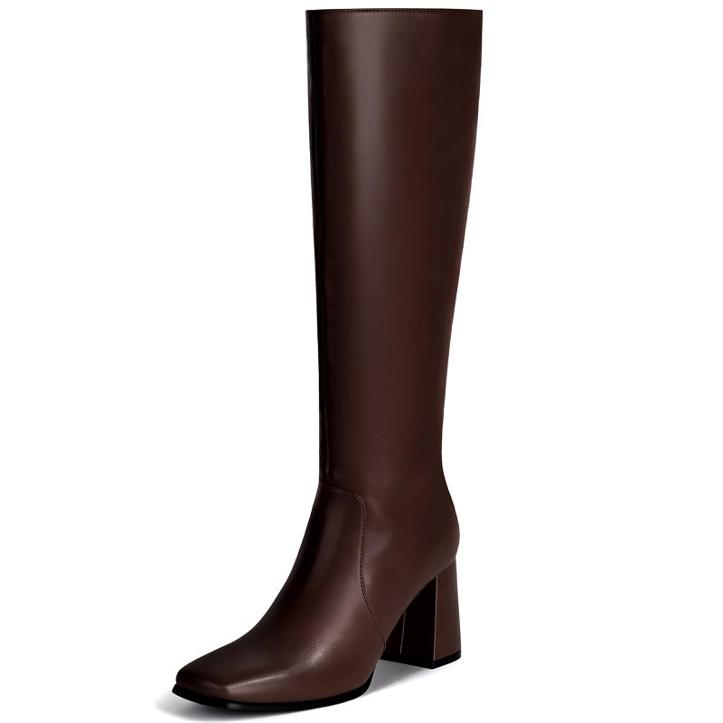 Vipost 3.35-inch Square Toe Knee High Boots for Women, Chunky Block Heel Tall Boots for Women with Side Zipper, Fashion Comfortable Long Fall Winter Boot 2025 - Image 1