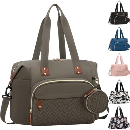 Tenot Diaper Bag Tote with Pacifier Case Baby Bag for Women with Shoulder Straps Travel Diaper Tote for for Mom and Dad Khaki - Image 1