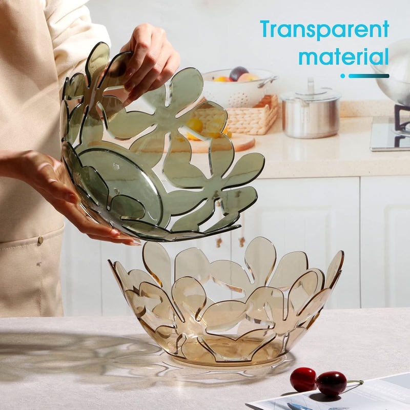 NGEL Creative Petal Shaped Fruit Basket Transparent Flower Cutout Fruit Bowl Decorative Fruit Tray for Vegetables Snacks Bread Fruits and Candy Multicolor Pack of 1 Fruit Basket - Image 3
