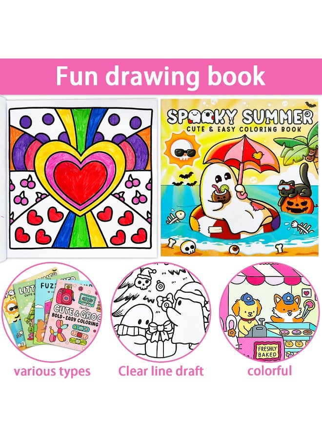 Coloring book with cute girl system and adorable little animals on the inside pages. Safe and environmentally friendly thick paper with opaque ink drawing material, student party doodle, parent-child hand-drawn coloring book, children's day, friend's birthday gift! - Image 2
