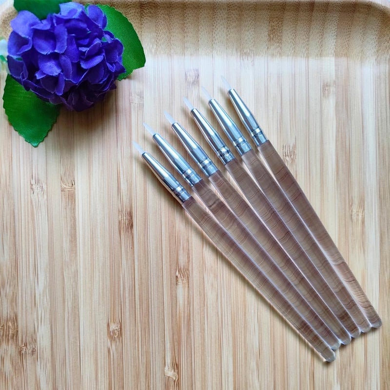 LORMAY Silicone Eyeliner Brushes for UV resin, Metallic Glitter Shimmer Eyeshadow, Nail Sequins Nail Sticker Colorful Hearts，Gel or Liquid Eyeliner Along Lash Lines (6pcs, transparent handles) - Image 2