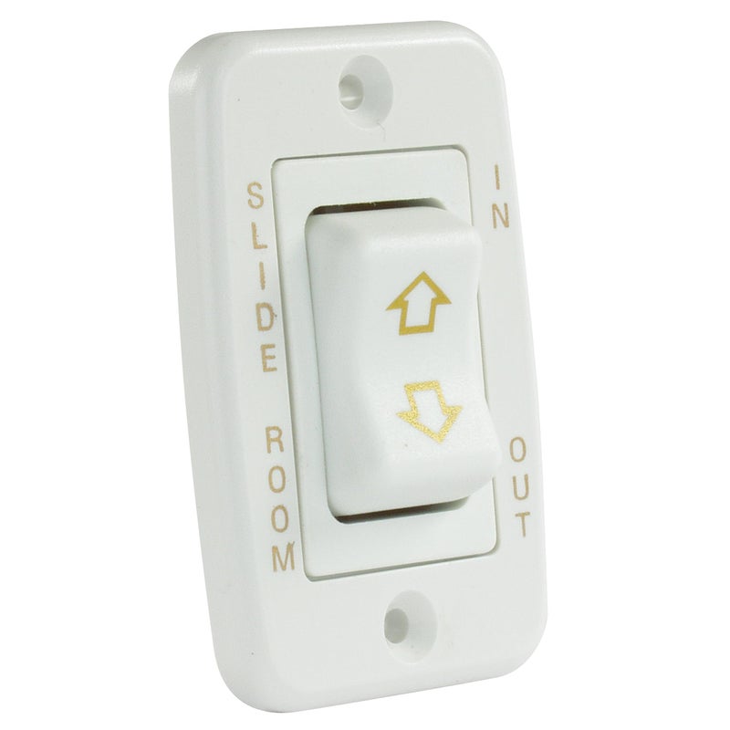 JR Products 12345 White Low Profile Slide-Out Switch with Bezel - Image 1