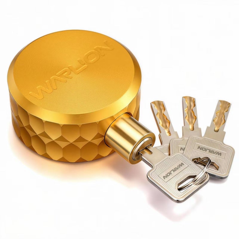 WARLION Heavy Duty Puck Lock - Solid Aluminum Hidden Shackle Padlock, Fits Standard Trailer Door Hasps & Security Chains, Bolt-Cutter Proof, Push-to-Lock for Trucks, Vans, Gates (4 Keys) - Image 1