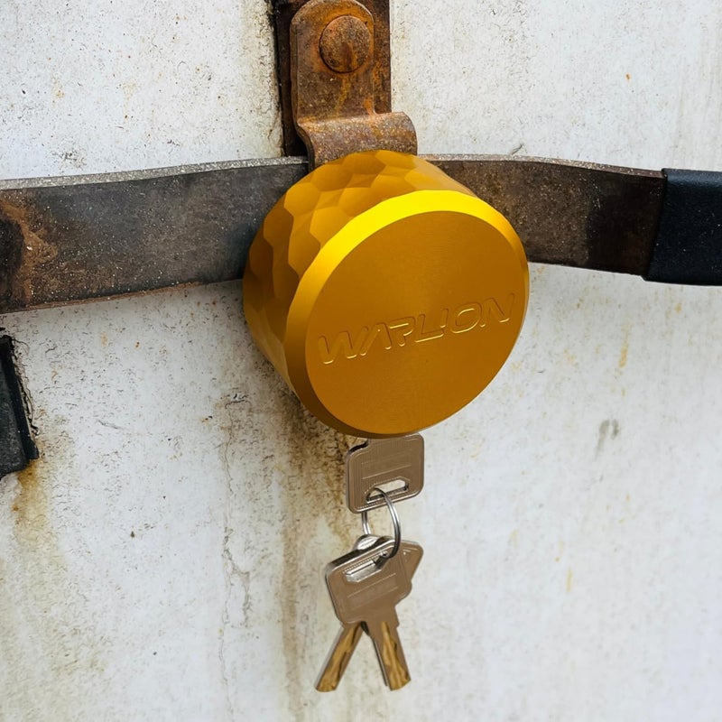 WARLION Heavy Duty Puck Lock - Solid Aluminum Hidden Shackle Padlock, Fits Standard Trailer Door Hasps & Security Chains, Bolt-Cutter Proof, Push-to-Lock for Trucks, Vans, Gates (4 Keys) - Image 2