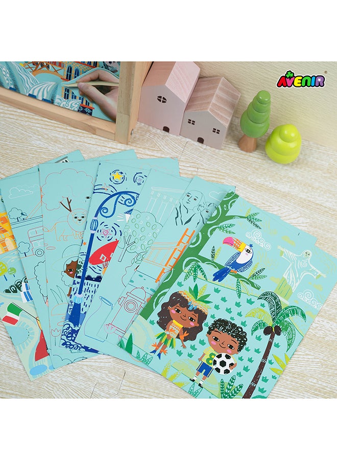 Avenir Let’s Travel Together A5 Scratch Book – Travel the World | Portable Scratch Art Drawing Pad for Kids | Creative On-the-Go Activity for Airplane, Train & Road Trips - Image 4