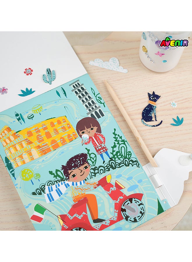 Avenir Let’s Travel Together A5 Scratch Book – Travel the World | Portable Scratch Art Drawing Pad for Kids | Creative On-the-Go Activity for Airplane, Train & Road Trips - Image 1