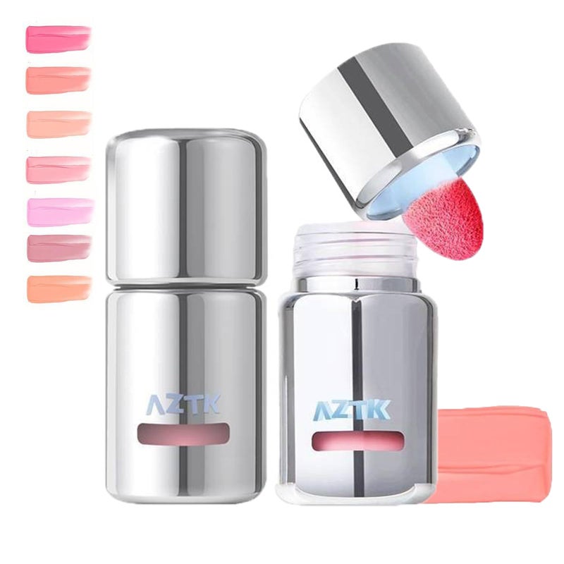 Aztk Liquid Blush, Jelly Color Liquids Blushes with Sponge Head, Matte Nude Makeup Blusher Cream, Lasting, Lightweight, All-day Moisturizing and Smooth, Self-Contained Brush, Portable Makeup (JC06) - Image 1