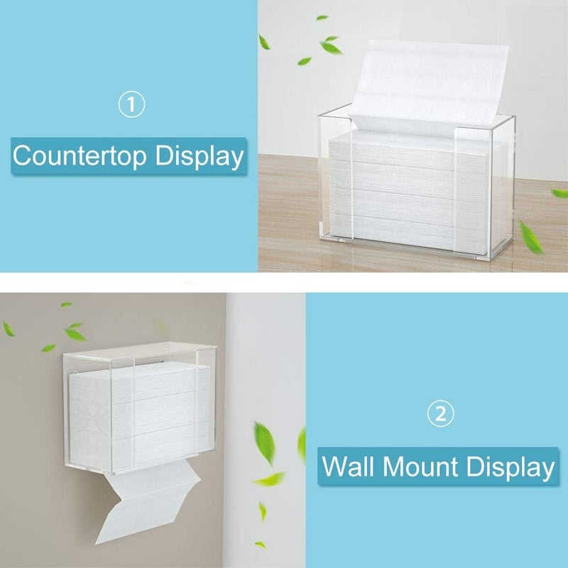 سلاسة Keep hand towels organized and accessible with this Acrylic Wall Mounted Paper Hand Towel Dispenser. Measuring 10×16.5×24.8 cm, it fits most standard folded hand towels and can be conveniently placed on desktops or mounted on walls. Its durable acrylic construction protects towels from dust and moisture while offering a modern, transparent design that complements kitchens, bathrooms, offices, and restaurants. The top-opening design allows quick and easy refills, and its lightweight yet sturdy build ensures stability. A stylish and practical solution to maintain hygiene and order in any space. - Image 3
