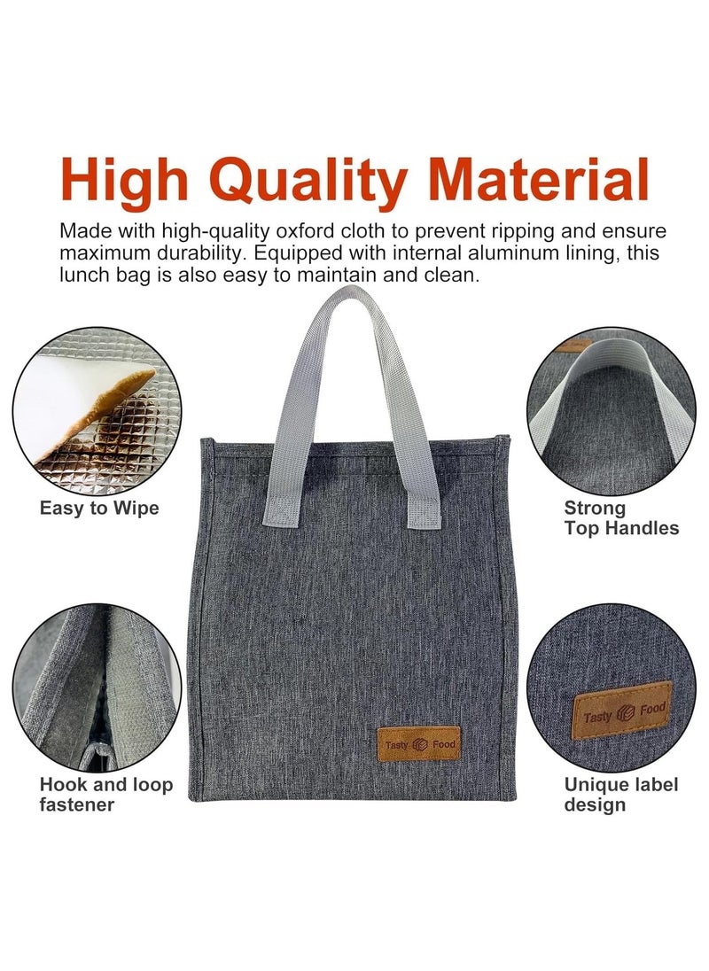 Hihonor Lunch Bag, Insulated Lunch Bag for Women Men Kids, Reusable Insulated Lunch Bag, Leakproof Simple Bento Lunch Tote, Lunch Bag Insulated, for Office, Work, School, Picnic or Travel (Grey)  - Image 3