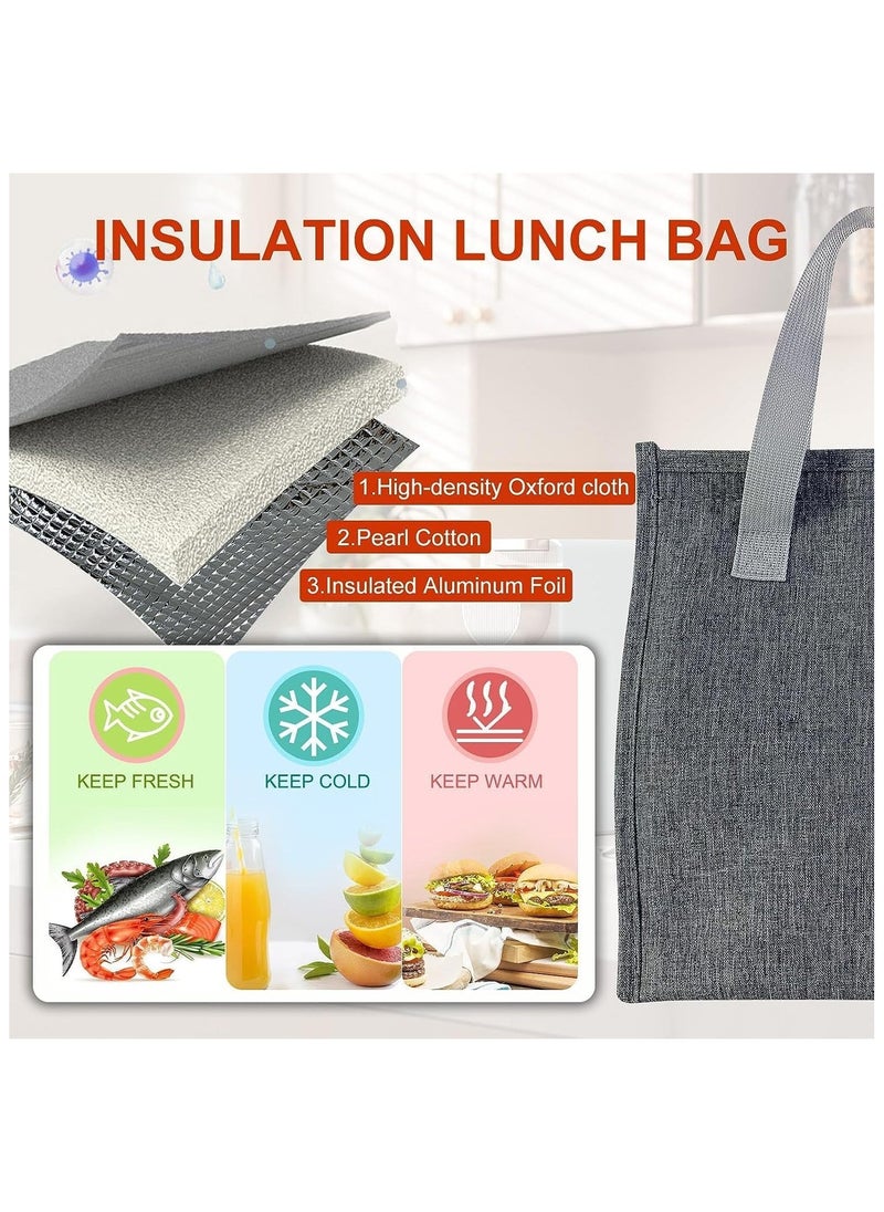 Hihonor Lunch Bag, Insulated Lunch Bag for Women Men Kids, Reusable Insulated Lunch Bag, Leakproof Simple Bento Lunch Tote, Lunch Bag Insulated, for Office, Work, School, Picnic or Travel (Grey)  - Image 4