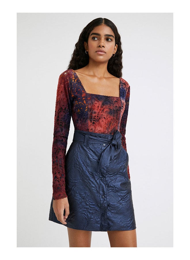 DESIGUAL Embossed Flower Slim Miniskirt  - Image 1