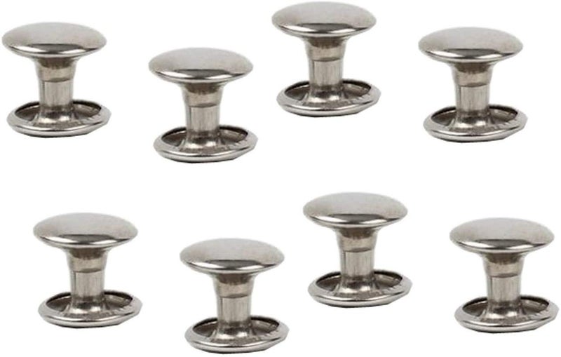 ™ Double Cap Rivets | Brass | Medium Size-7 mm | Silver for DIY Leather Craft | Pack 100 pcs