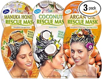 7th Heaven Hair Therapy Bundle with Coconut Manuka Honey and Argan Oil Hair Rescue Masques to Boost Volume Strengthen Damaged Roots and Add Deep Shine - Image 1