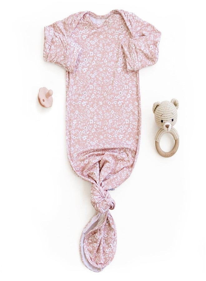 Sorrel + Fern Baby Gown – Super Soft Knotted Gown for Baby Newborn Boys and Girls, Infant, Newborn Bottom Tie and Hand Mittens, Perfect Hospital Coming Home Outfit (Fleurette) - Image 1