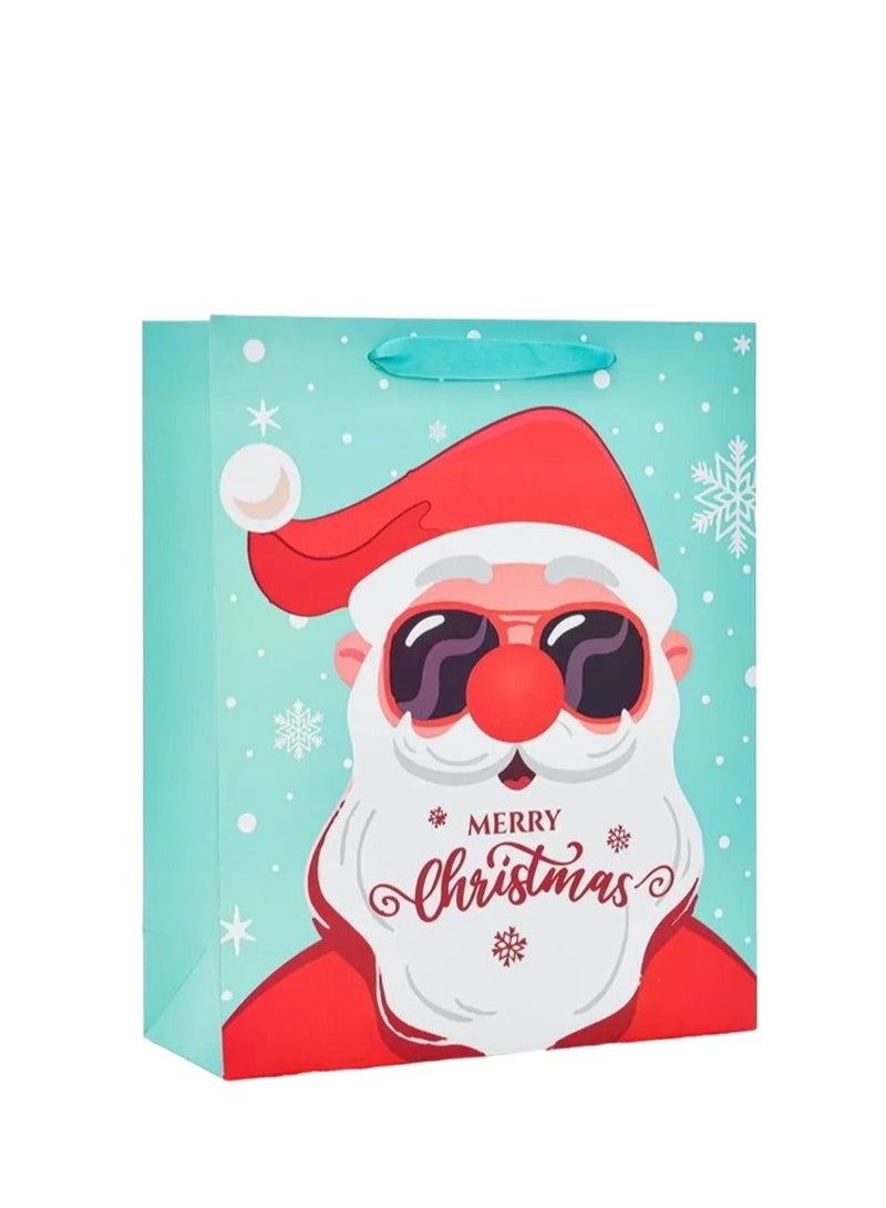 Share the Love Cool Santa Printed Gift Bag – Festive Christmas Paper Bag with Handles, Premium Quality Holiday Present Bag for Gifts & Seasonal Celebrations - Image 1
