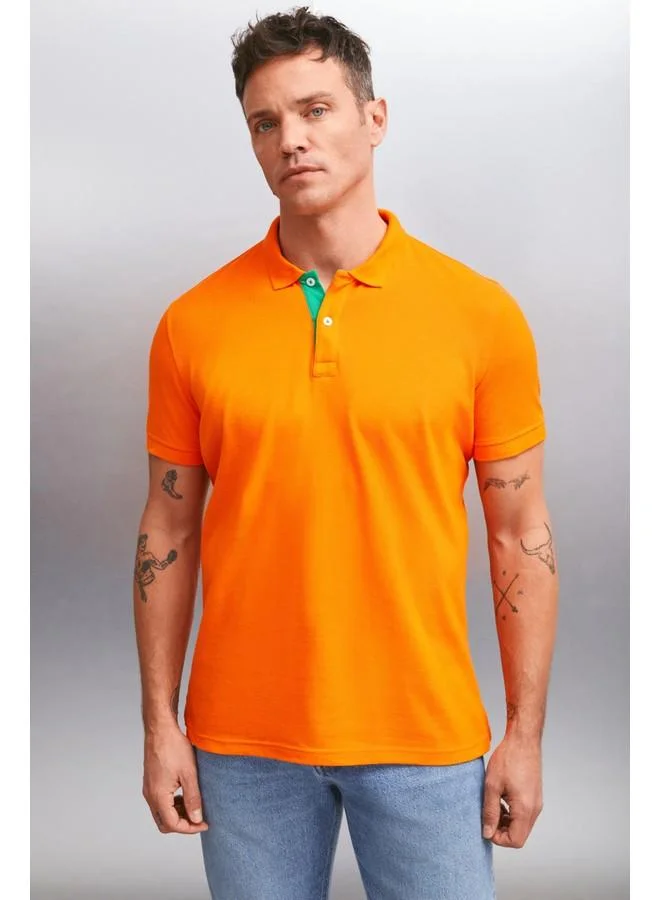 GRIMELANGE Grimelange Mathew Men's Orange Polo Neck T-Shirt