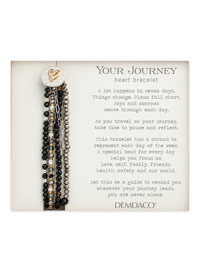 DEMDACO Beaded Love Black One Size Glass And Metal Charm Bracelet - Image 2