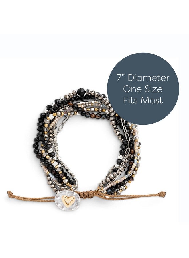 DEMDACO Beaded Love Black One Size Glass And Metal Charm Bracelet - Image 3