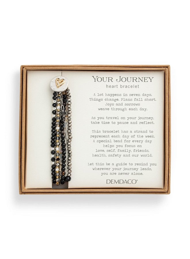 DEMDACO Beaded Love Black One Size Glass And Metal Charm Bracelet - Image 4