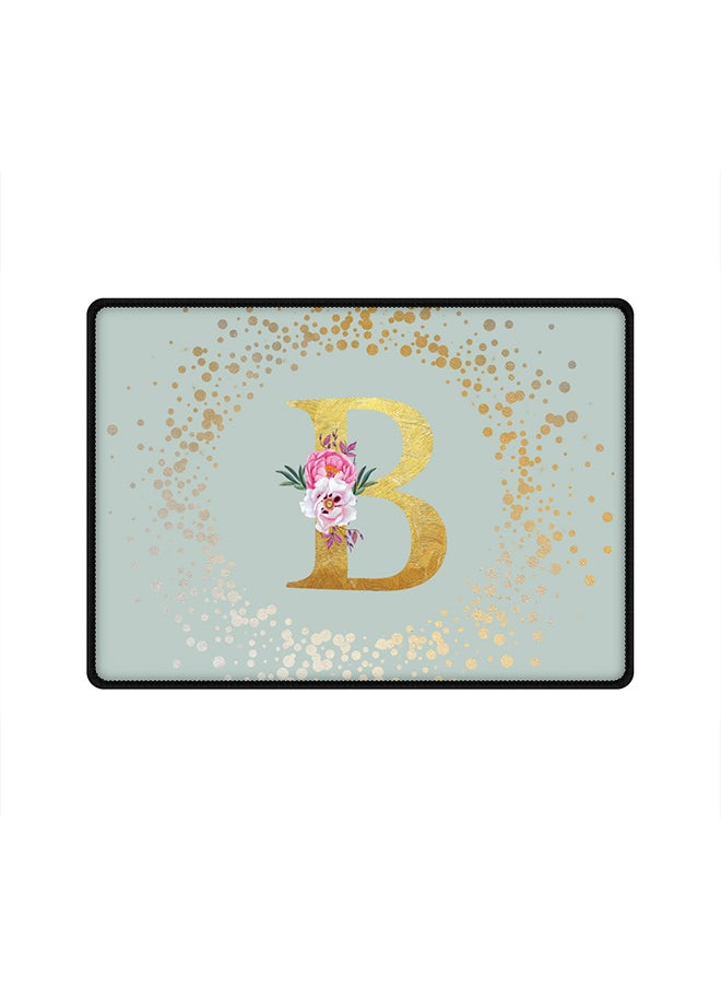 Stylizedd Designer Gaming Mouse Pad Anti-Skid Mousepad Large Keyboard Mouse Pad Desk Mat Custom Monogram Initial Letter Floral Pattern Alphabet - B(Light Grey)  - Image 1