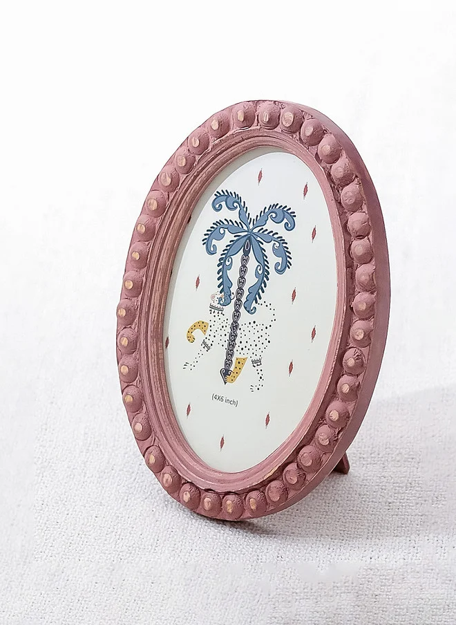Chumbak  Wooden Oval Photo Frame- 4x6 Rust  | Best Price UAE