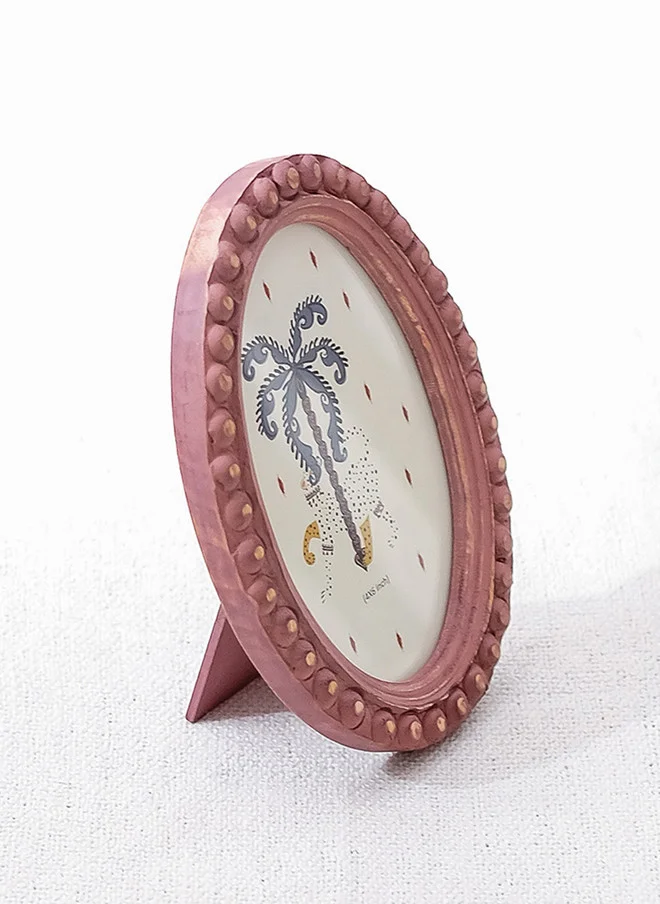 Chumbak  Wooden Oval Photo Frame- 4x6 Rust  | Best Price UAE