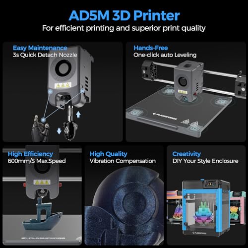 FLASHFORGE Adventurer 5M 3D Printer,600mm/s Max High-Speed FDM 3D Printers with Fully Auto Leveling, 280°C Direct Extruder with Quick Detachable Nozzle, Effective Cooling, Core XY Structure - Image 5