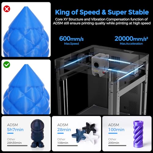 FLASHFORGE Adventurer 5M 3D Printer,600mm/s Max High-Speed FDM 3D Printers with Fully Auto Leveling, 280°C Direct Extruder with Quick Detachable Nozzle, Effective Cooling, Core XY Structure - Image 4