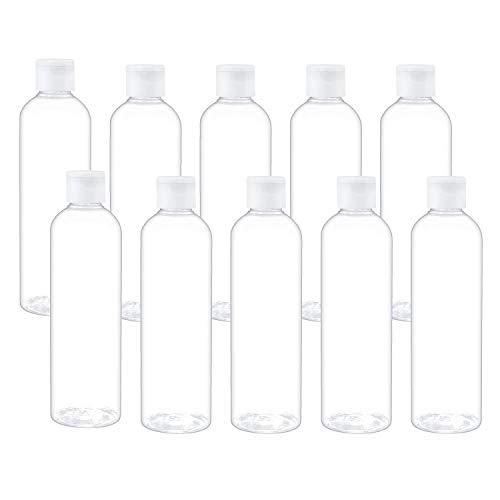 TRENDBOX 8oz/250ml Clear Bottles with Flip Cap Lid BPA-Free Travel Containers For Shampoos,Lotions and Massage Oils - 10 Pack - Image 1