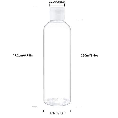 TRENDBOX 8oz/250ml Clear Bottles with Flip Cap Lid BPA-Free Travel Containers For Shampoos,Lotions and Massage Oils - 10 Pack - Image 2