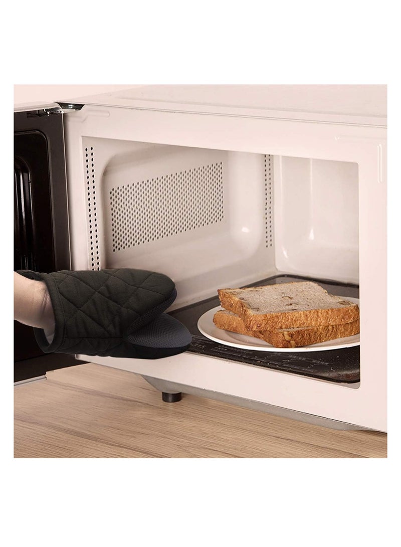 SOLARAE 1 Pair Microwave Mitts Pot Holder Heat Resistant Neoprene Cotton Gloves Surfaces Non-Slip Short Oven Gloves - Image 5
