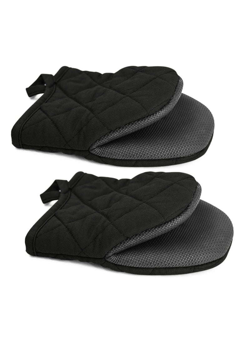 SOLARAE 1 Pair Microwave Mitts Pot Holder Heat Resistant Neoprene Cotton Gloves Surfaces Non-Slip Short Oven Gloves - Image 1