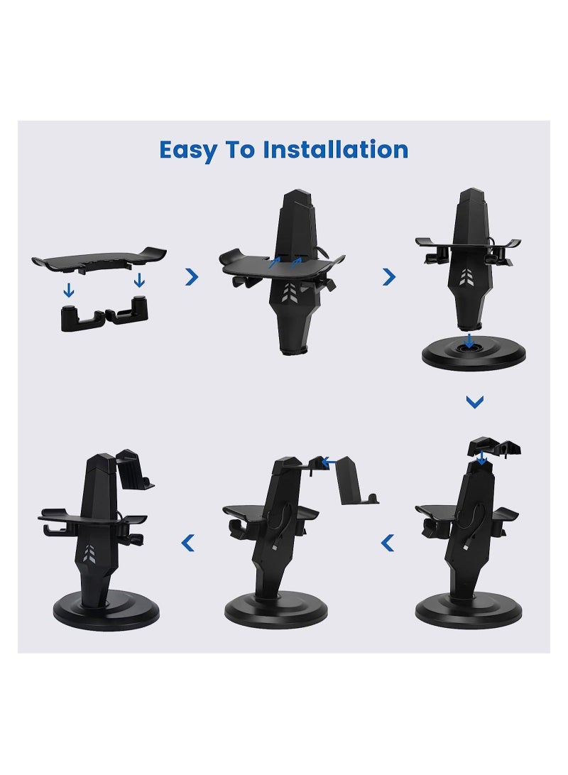 VR Stand, VR Headset Charging Dock Display Stand, Touch Controllers Accessories for Oculus Quest, Quest 2,Rift, Rift S, Valve Index, Black - Image 5