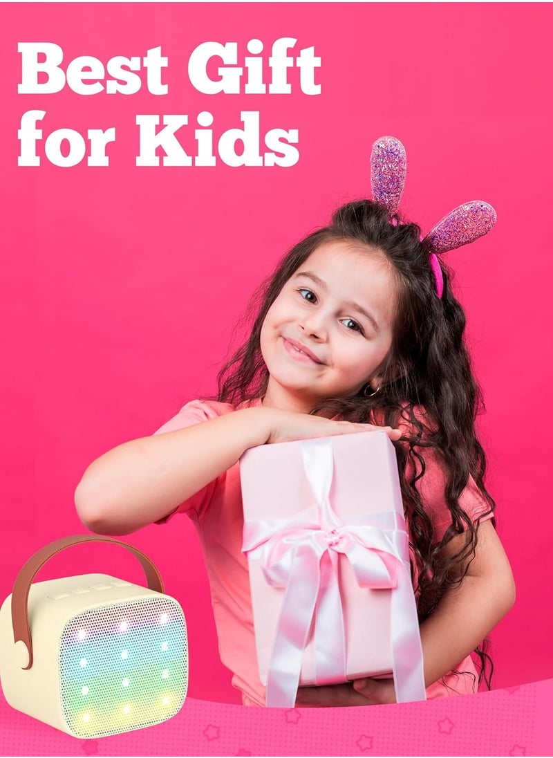 MJZ - Kids Karaoke Machine, Mini Portable Bluetooth Speaker with 2 Wireless Microphones, Mini Karaoke Machine with Colorful Lights Kids Toys Birthday Gift White - Image 1