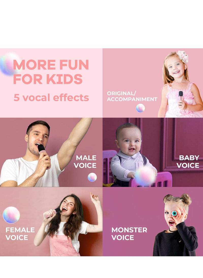 MJZ Kids Karaoke Machine, Mini Portable Bluetooth Speaker with 2 Wireless Microphones, Mini Karaoke Machine with Colorful Lights Kids Toys Birthday Gift White  - Image 2