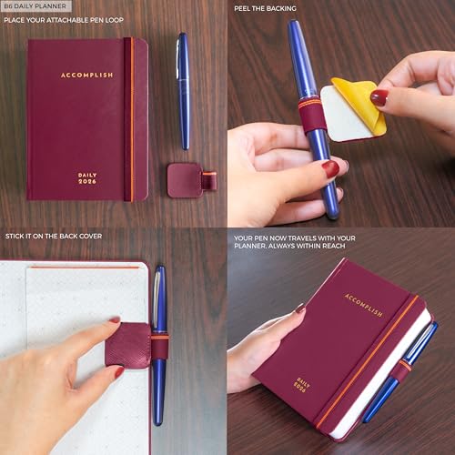 NEORAH — B6 2026 DAILY DATED Planner ACCOMPLISH-512 Pages of Yearly•12 Month•52Weeks+24Hour•365 Daily Pages Layouts•Budget•Habit Tracker - Productivity diary - Hardcover[Pen Loop Attachable](RHUBARB) - Image 3