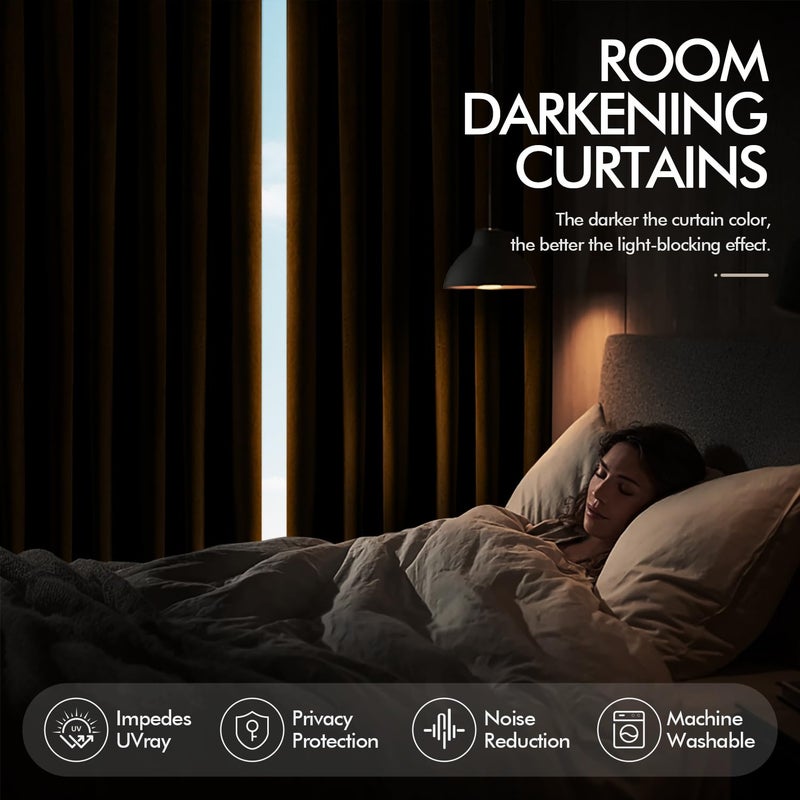 ANRODUO Golden Brown Velvet Curtains 84 Inches Long Blackout Thermal Insulated Soundproof Curtain Privacy Room Darkening Curtains Grommet Window Drapes for Bedroom Living Room 42 x 84 Inch Set of 2 - Image 4