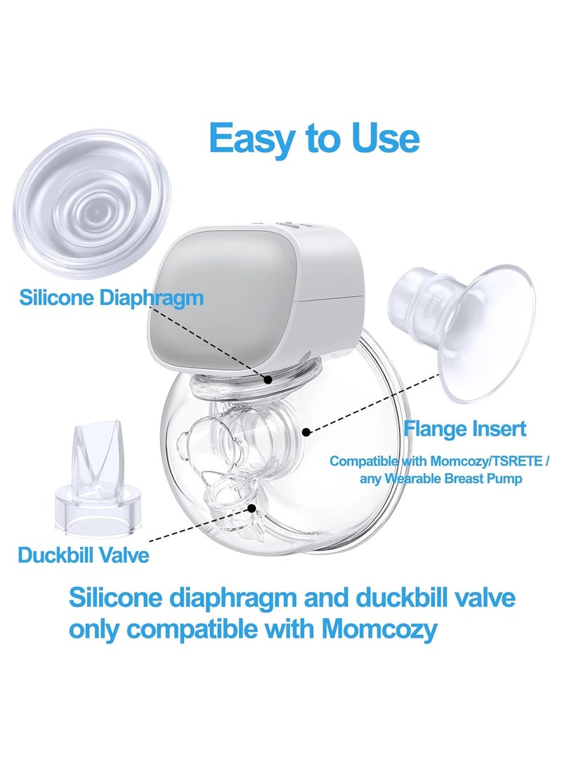 Barakah Pump Parts Flange Inserts 13/15/17/19/21mm for Momcozy Wearable Breast Pump S12 Pro/S9 Pro/S12/S9 for TSRETE/Spectra/Medela 24mm Shields/Flanges Include Silicone Diaphragm & Duckbill Valve - Image 2