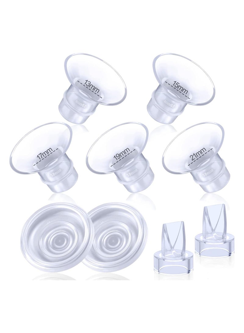 Barakah Pump Parts Flange Inserts 13/15/17/19/21mm for Momcozy Wearable Breast Pump S12 Pro/S9 Pro/S12/S9 for TSRETE/Spectra/Medela 24mm Shields/Flanges Include Silicone Diaphragm & Duckbill Valve - Image 1