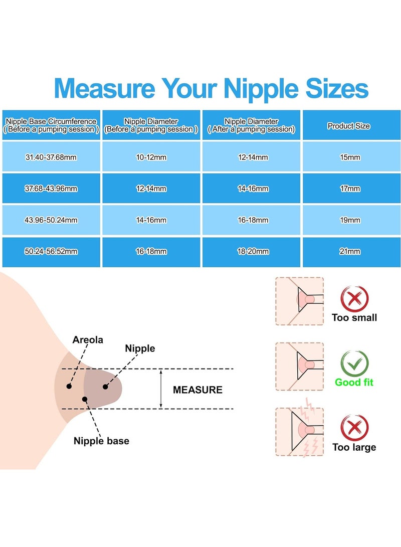 Barakah Pump Parts Flange Inserts 13/15/17/19/21mm for Momcozy Wearable Breast Pump S12 Pro/S9 Pro/S12/S9 for TSRETE/Spectra/Medela 24mm Shields/Flanges Include Silicone Diaphragm & Duckbill Valve - Image 5