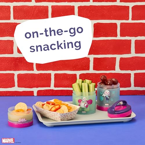 Whiskware Spider-Man Team Spidey Stackable Snack Containers for Babies, Kids, and Toddlers, 3 Stackable Snack Cups for School or Travel, Cupholder Friendly, Gwen Stacy - Image 5